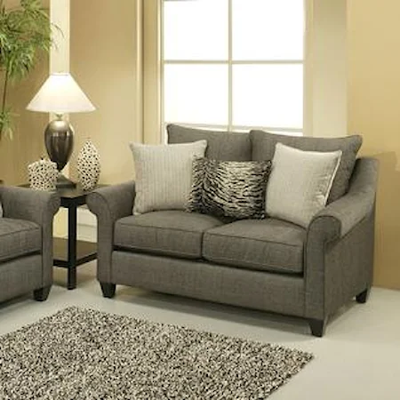 Transitional Loveseat with Rolled Arms